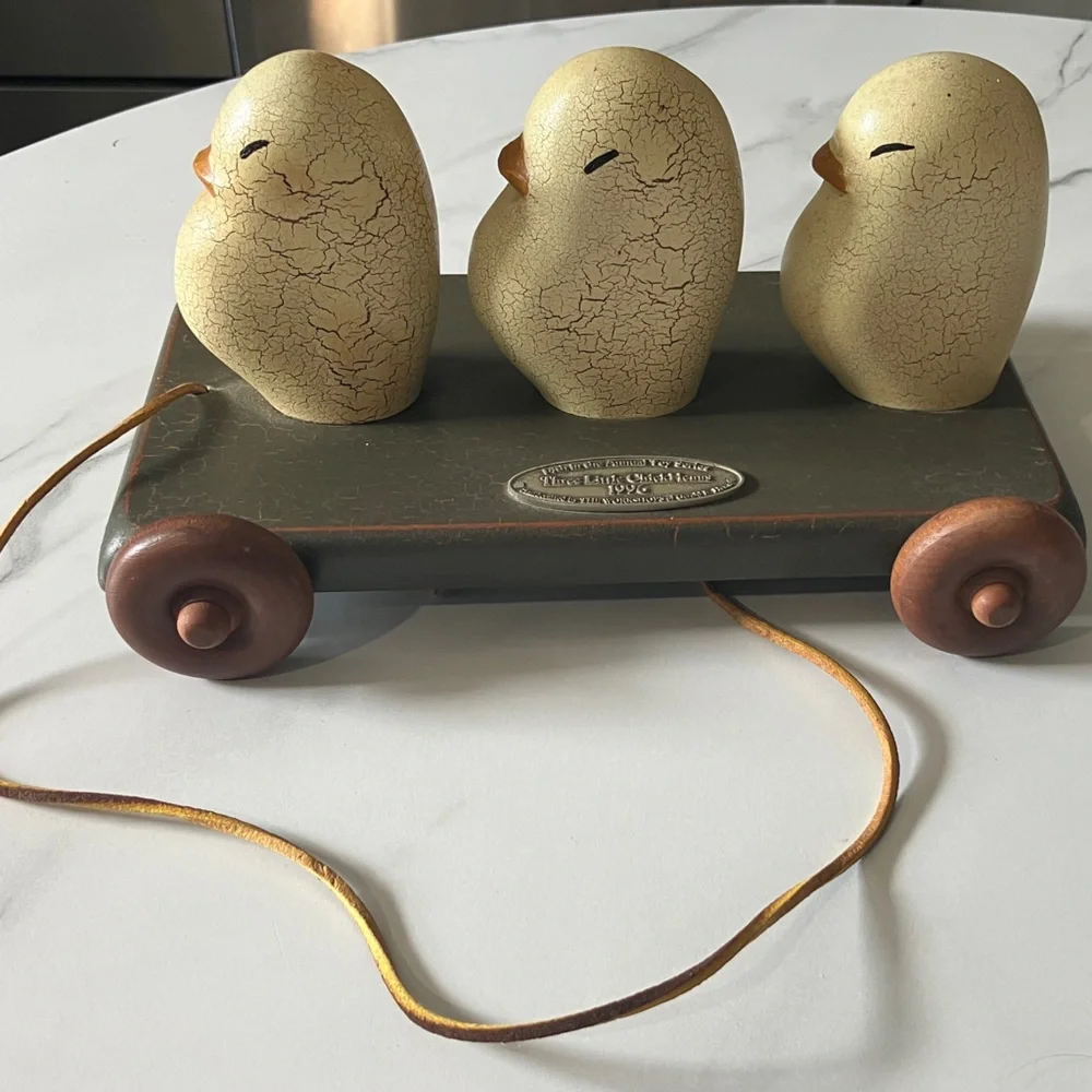 Vintage Gerald Henn Pull Toy with Three Little Chick Henns - Picture 3 of 4